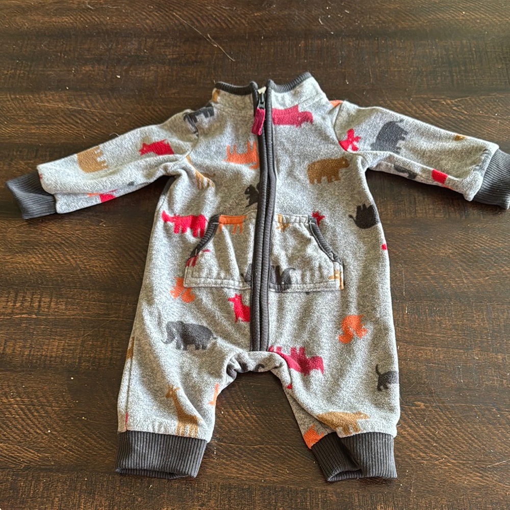 Carter's Gray and Red Bodysuit with Bow Accents